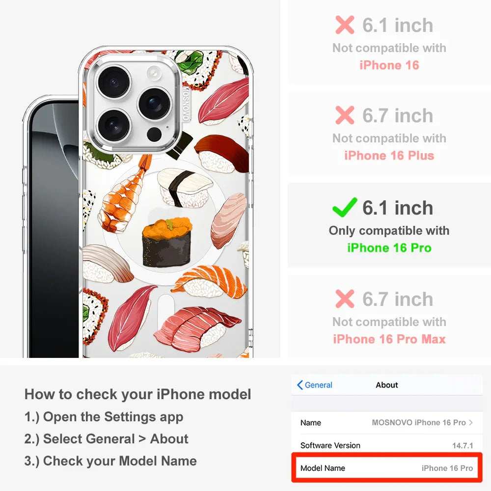 Sushi Phone Case - iPhone 16 Pro Case Clear With MagSafe