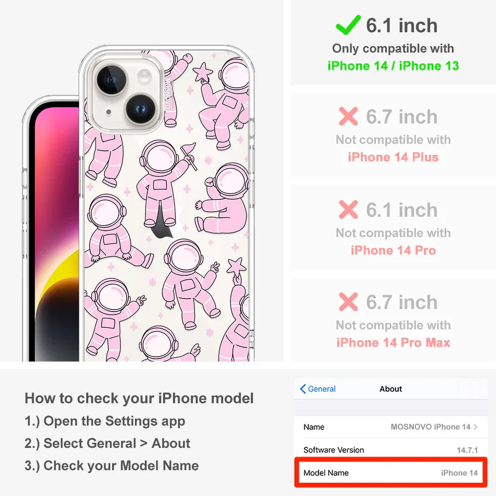 Pink Astronaut Phone Case - iPhone 13 Case Clear
