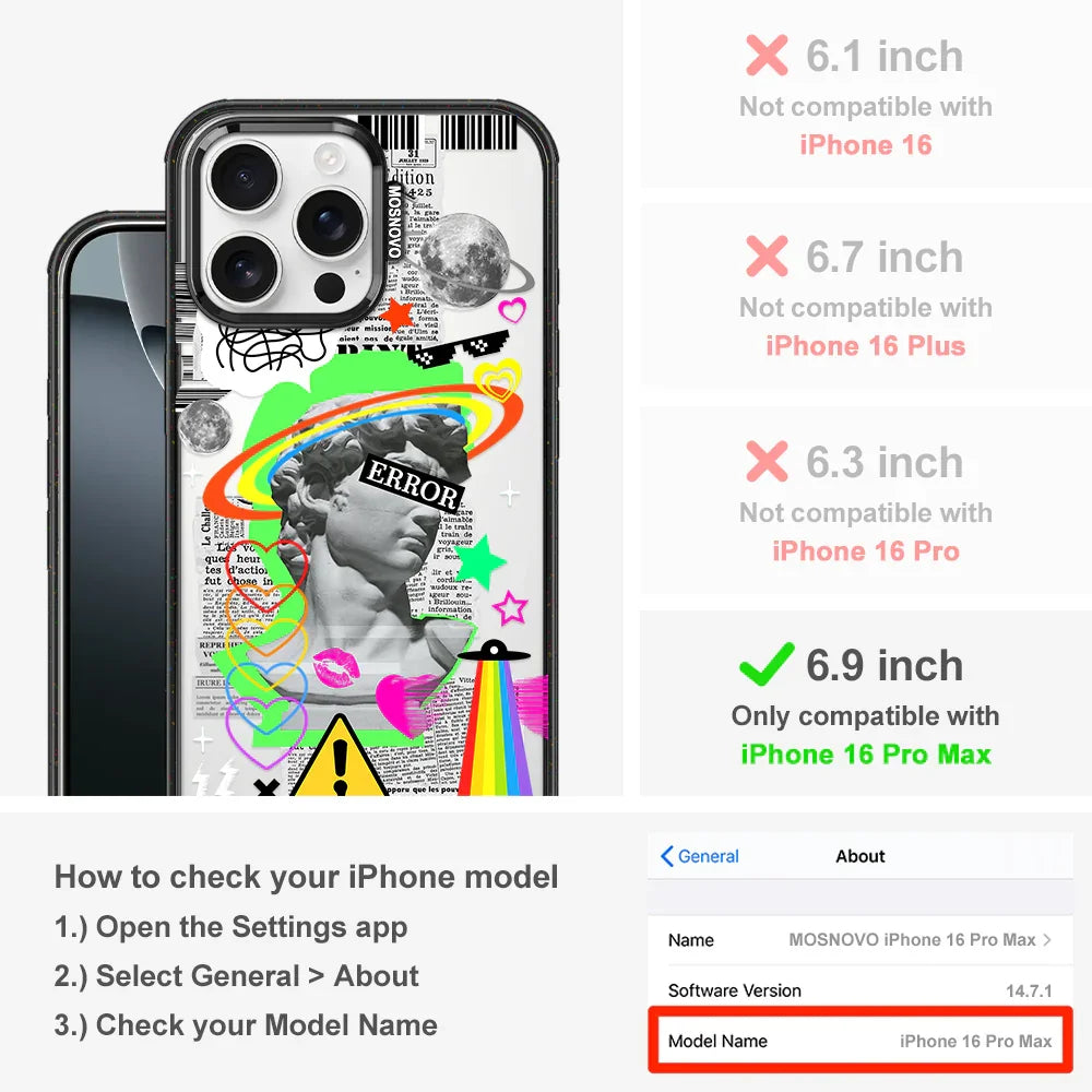 Error Statue Art Phone Case - iPhone 16 Pro Max Case Clear Black ShockStone