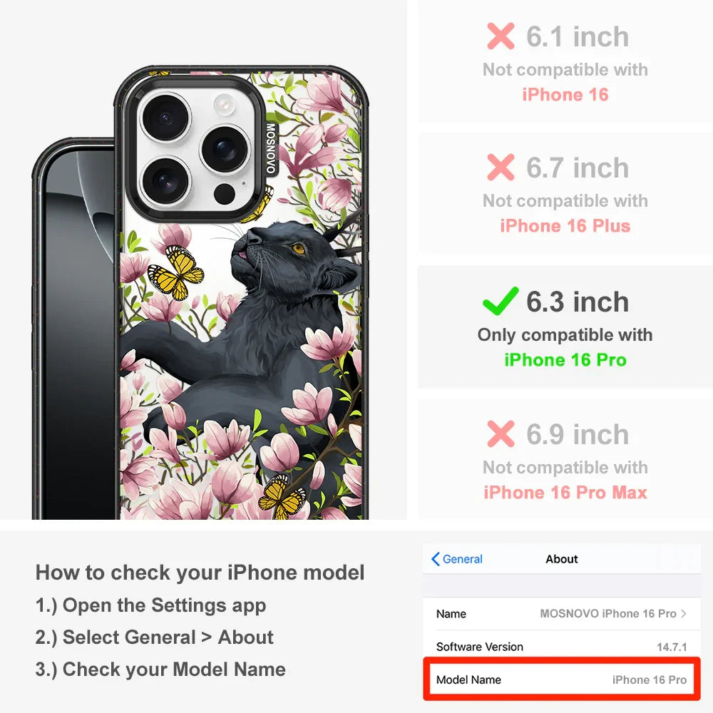 Black Leopard Garden Phone Case - iPhone 16 Pro Case Clear Black ShockStone