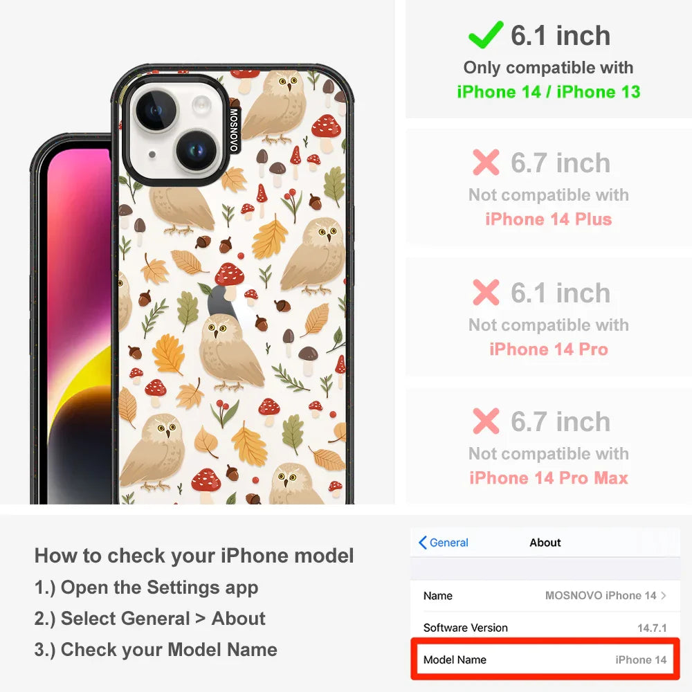 Autumn Owl Phone Case - iPhone 13 Case Clear Black ShockStone