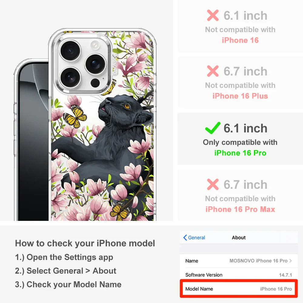 Black Leopard Garden Phone Case - iPhone 16 Pro Case Clear