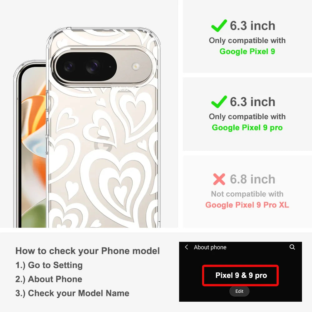 Twist Heart Phone Case - Google Pixel 9 Case Clear