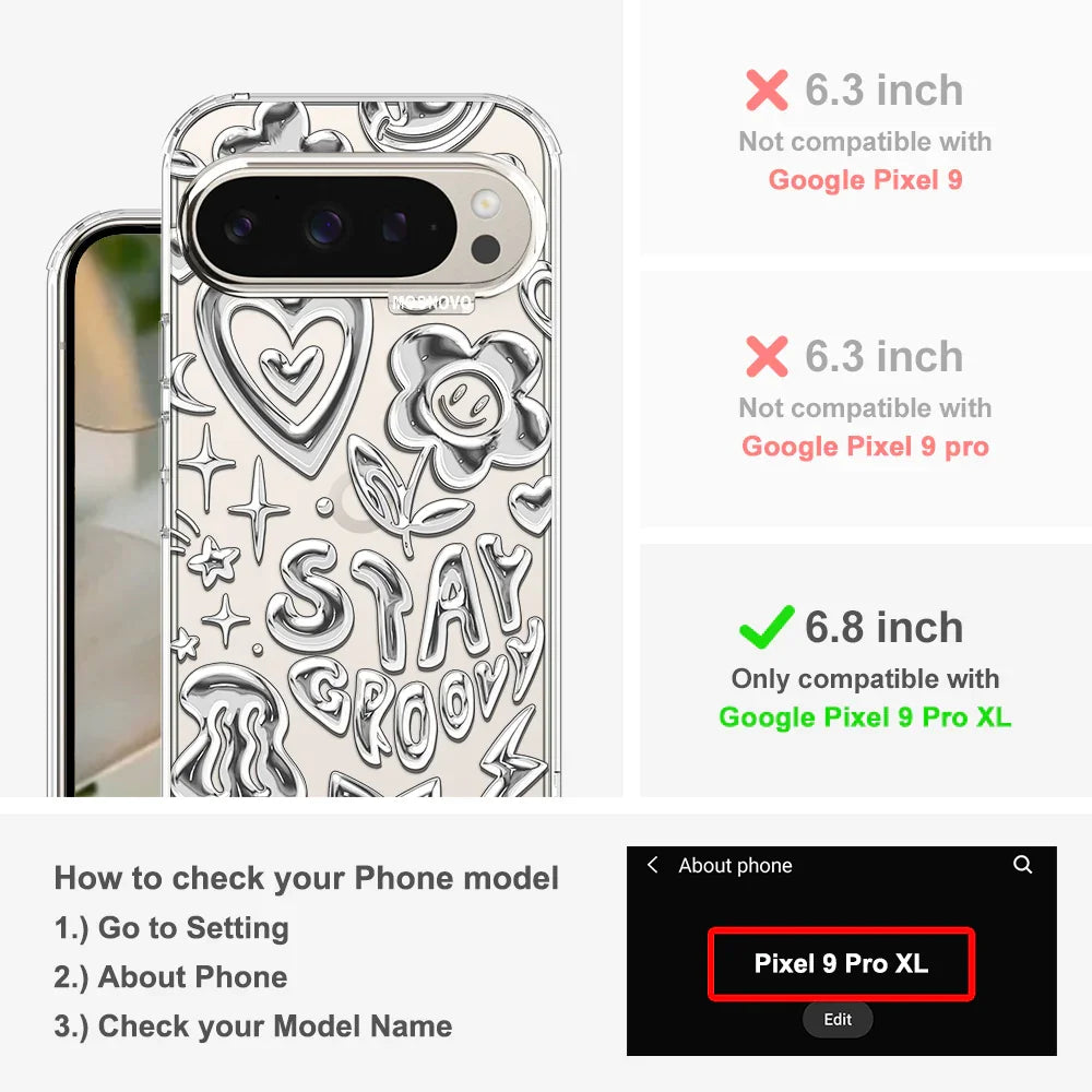 Silver Chrome Art (Flat Print) Phone Case - Google Pixel 9 Pro XL Case Clear