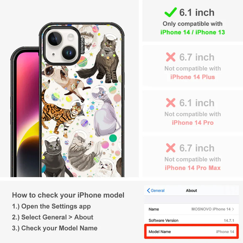 Space Cat Phone Case - iPhone 14 Case Clear Black ShockStone