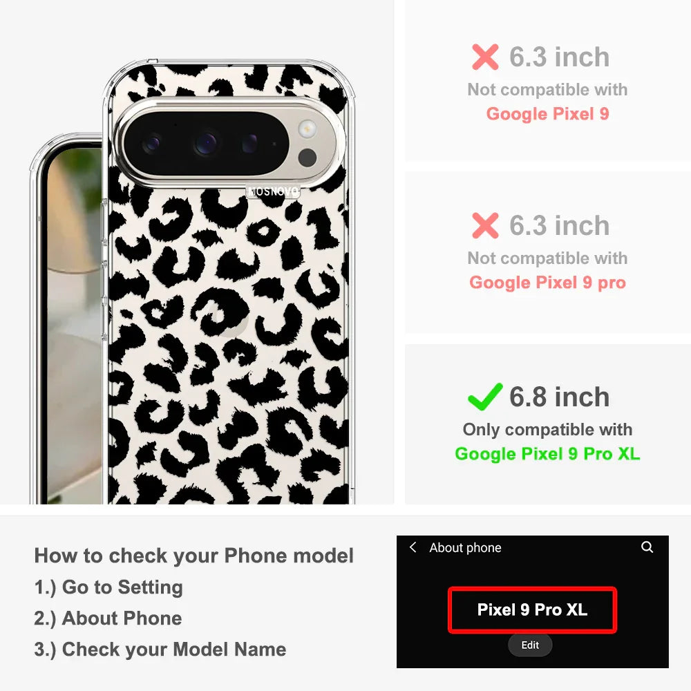 Black Leopard Print Phone Case - Google Pixel 9 Pro XL Case Clear