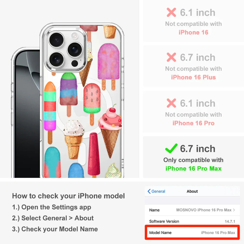 Ice Cream Phone Case - iPhone 16 Pro Max Case Clear With MagSafe