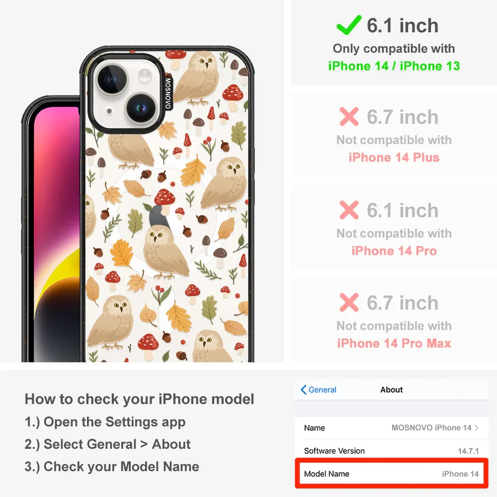 Autumn Owl Phone Case - iPhone 13 Case Clear Black ShockStone With MagSafe
