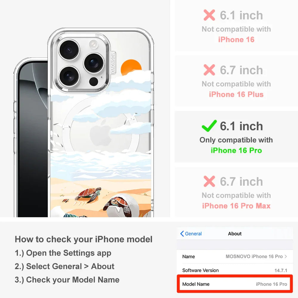 Baby Sea Turtle Phone Case - iPhone 16 Pro Case Clear With MagSafe
