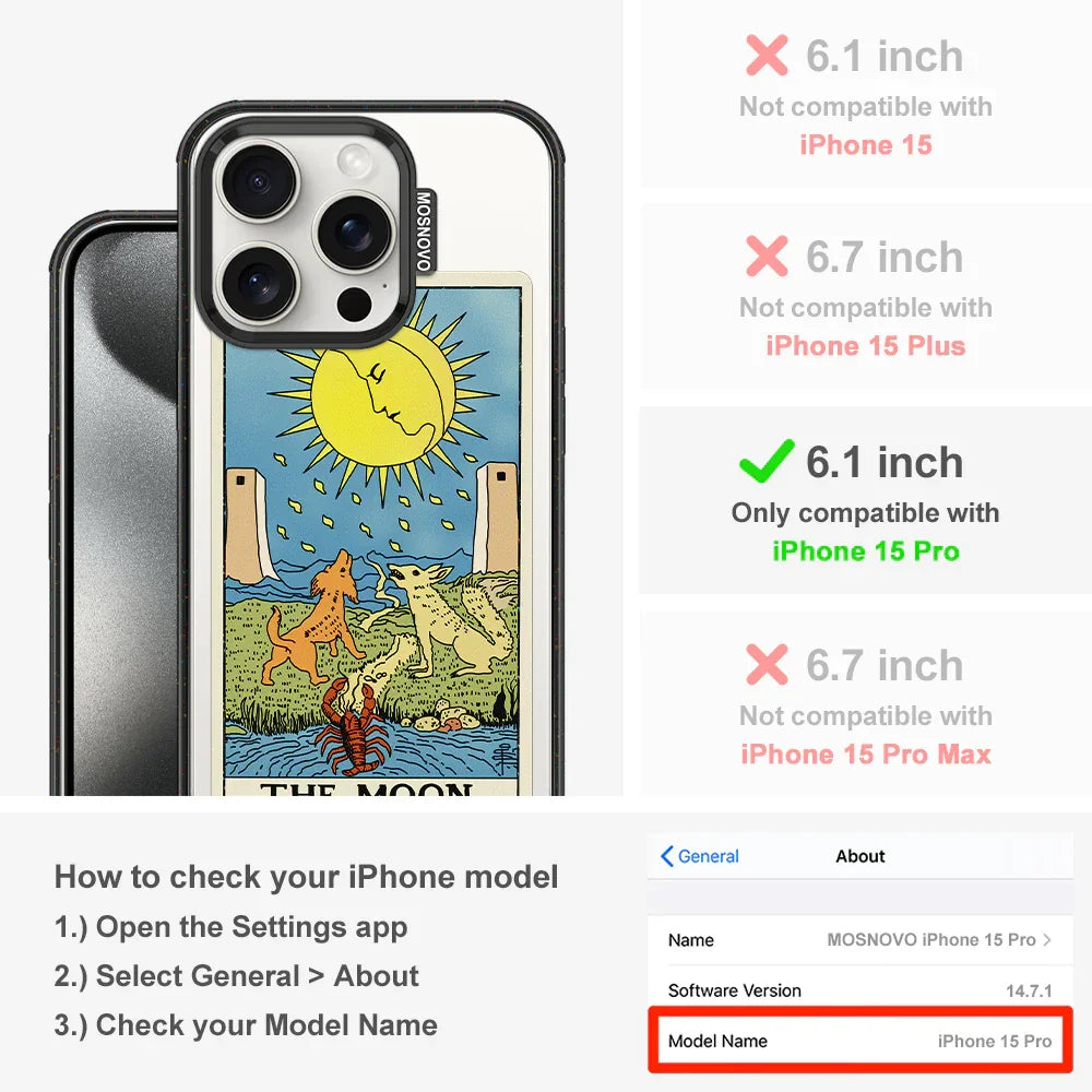 The Moon Phone Case - iPhone 15 Pro Case Clear Black ShockStone