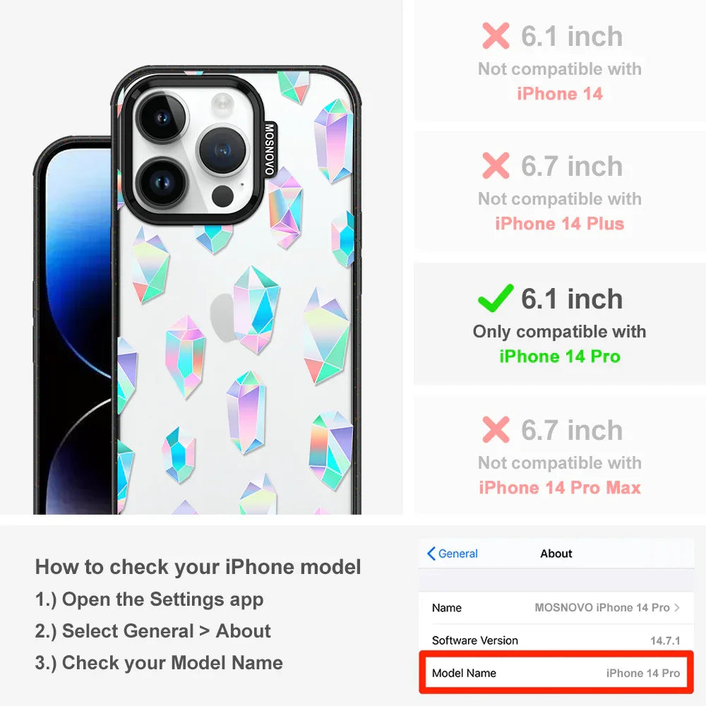 Crystal Gradient Diamond Phone Case - iPhone 14 Pro Case Clear Black ShockStone