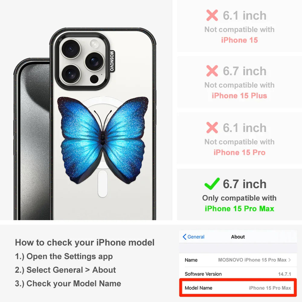 Morphidae Phone Case - iPhone 15 Pro Max Case Clear Black ShockStone With MagSafe