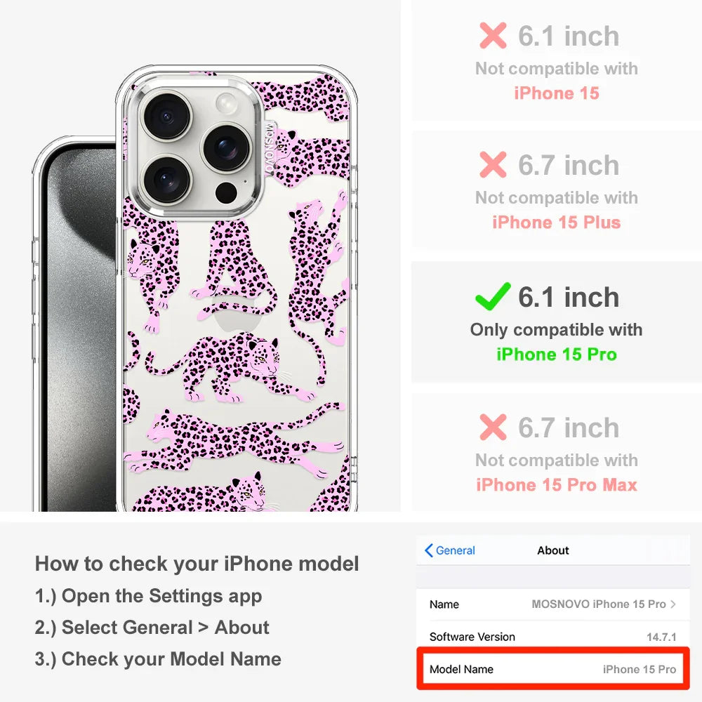 Pink Leopard Phone Case - iPhone 15 Pro Case Clear