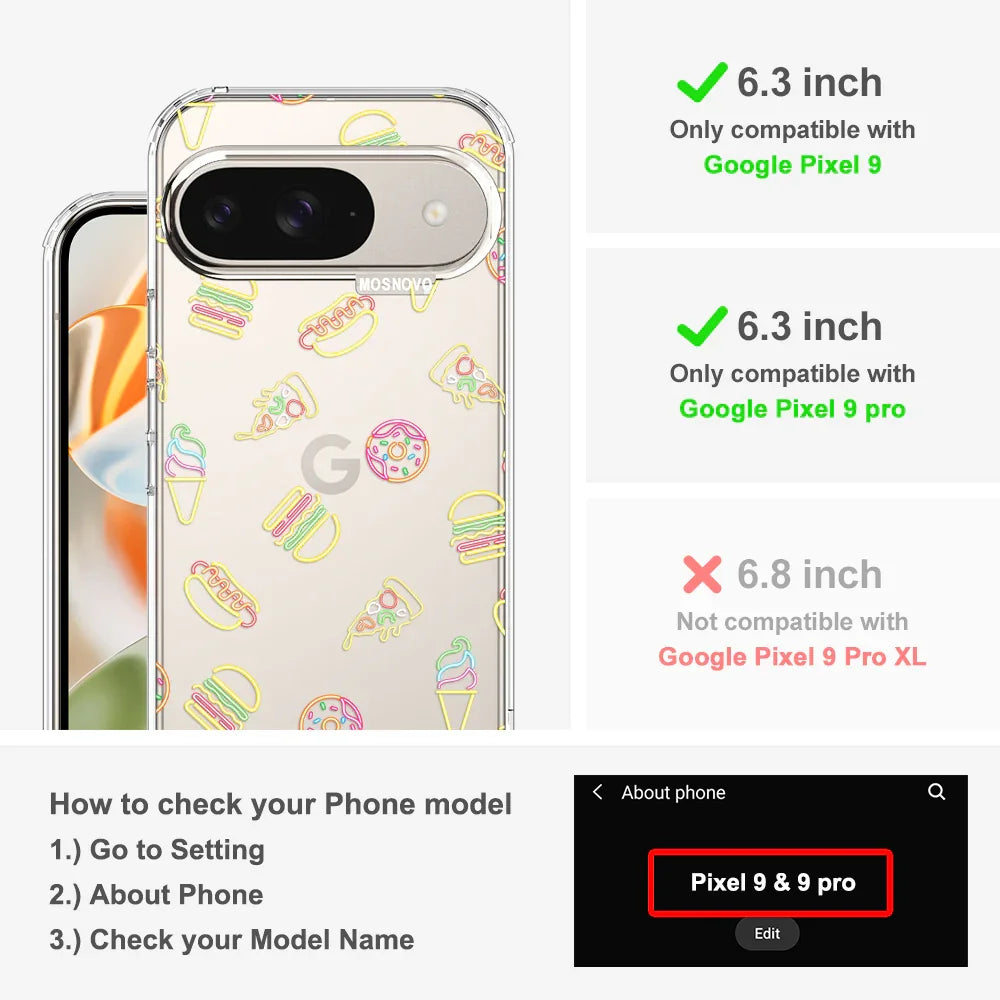Neon Junk Food Phone Case - Google Pixel 9 Pro Case Clear
