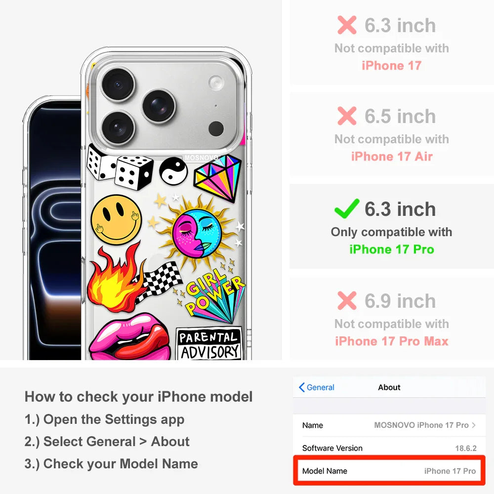 Funky Stickers Phone Case - iPhone 17 Pro Case – MOSNOVO