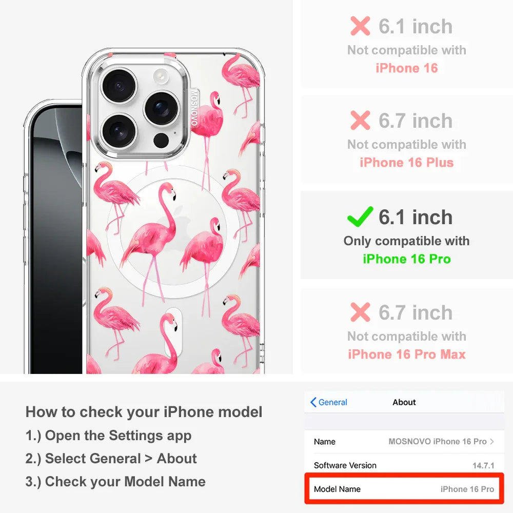 Flamingo Phone Case - iPhone 16 Pro Case Clear With MagSafe