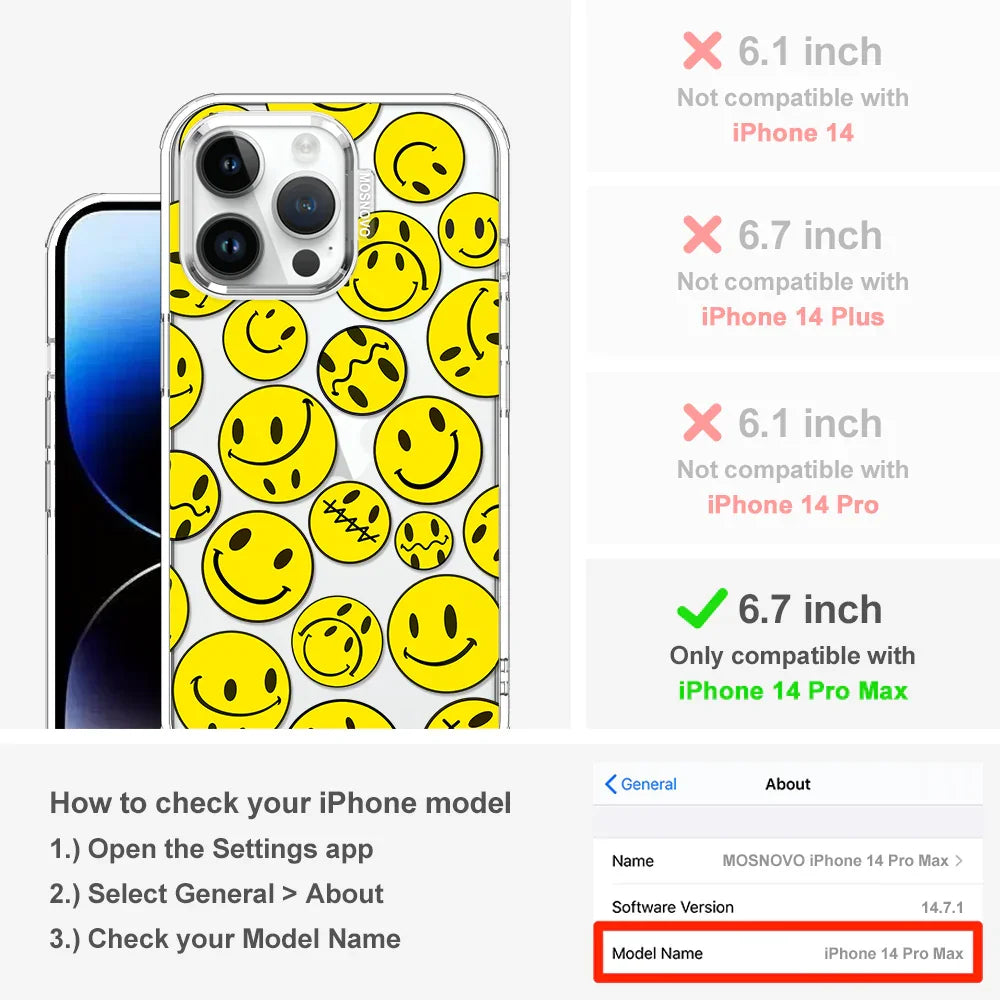 Smiley Face Phone Case - iPhone 14 Pro Max Case Clear