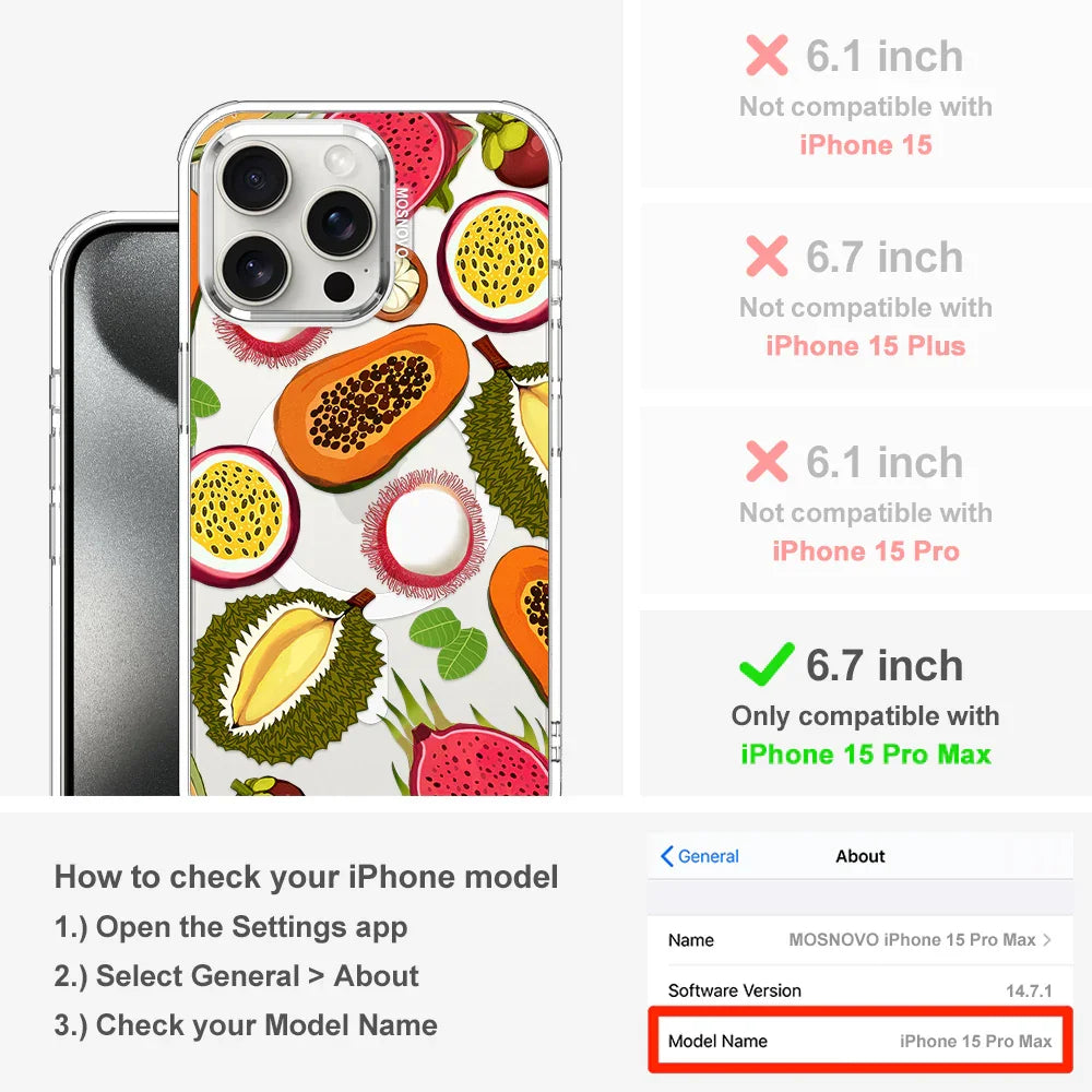 Tropical Fruits Phone Case - iPhone 15 Pro Max Case Clear With MagSafe