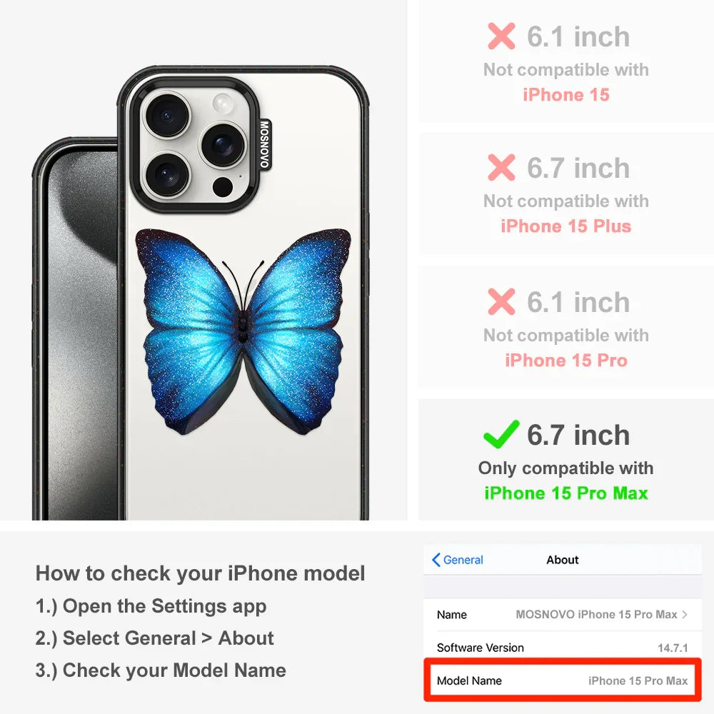 Morphidae Phone Case - iPhone 15 Pro Max Case Clear Black ShockStone