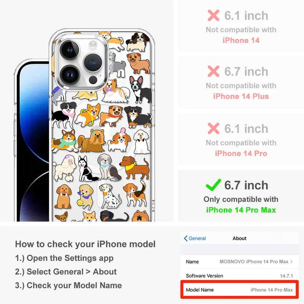 Cute Puppy Phone Case - iPhone 14 Pro Max Case Clear With MagSafe