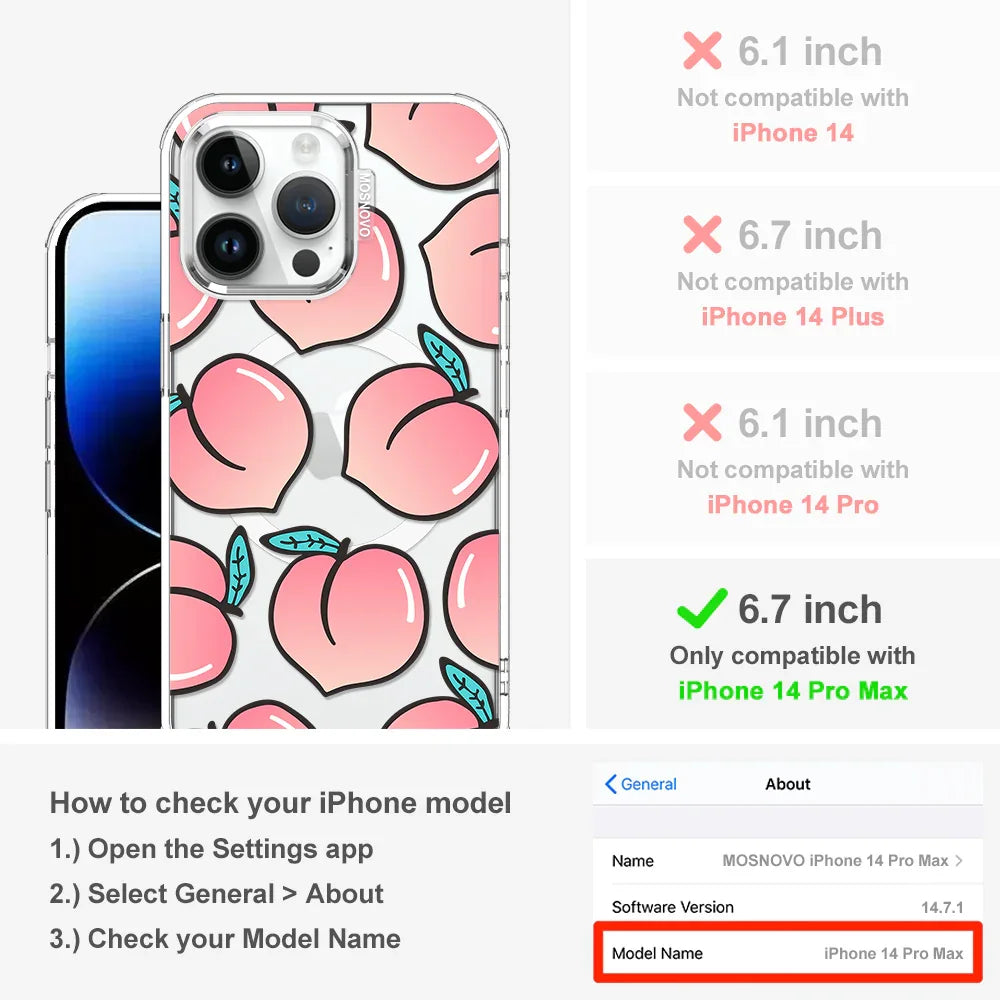 Cute Peach Phone Case - iPhone 14 Pro Max Case Clear With MagSafe