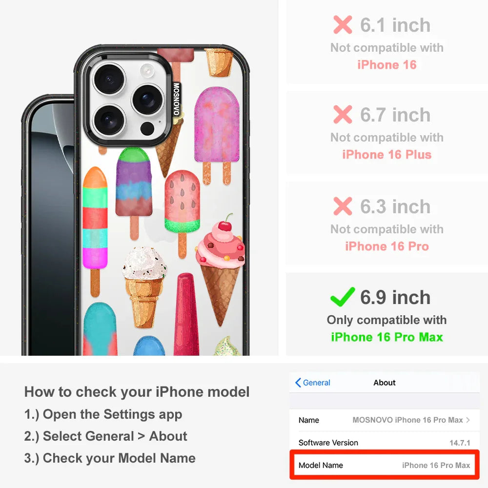 Ice Cream Phone Case - iPhone 16 Pro Max Case Clear Black ShockStone