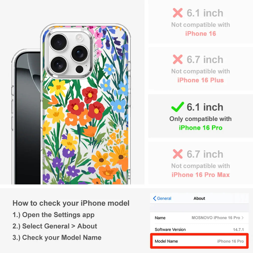 Spring Botanical Flower Floral Phone Case - iPhone 16 Pro Case Clear