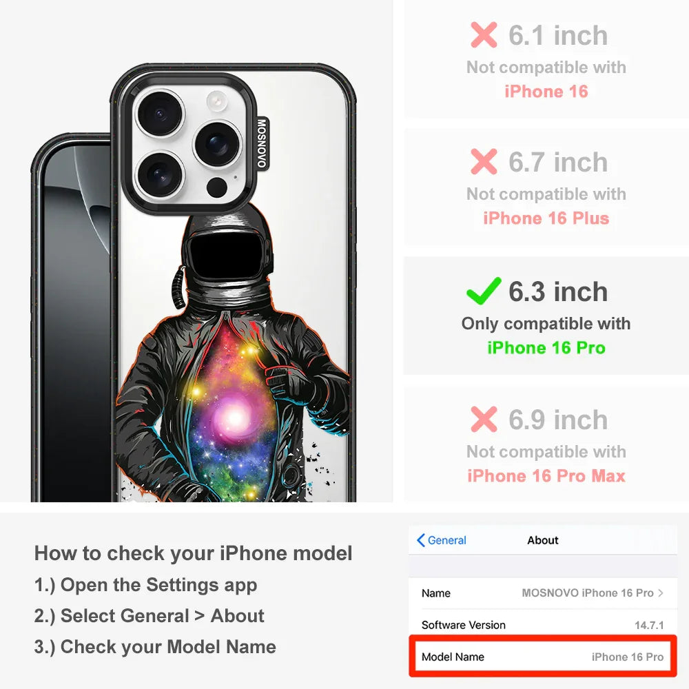 Mystery Astronaut Phone Case - iPhone 16 Pro Case Clear Black ShockStone