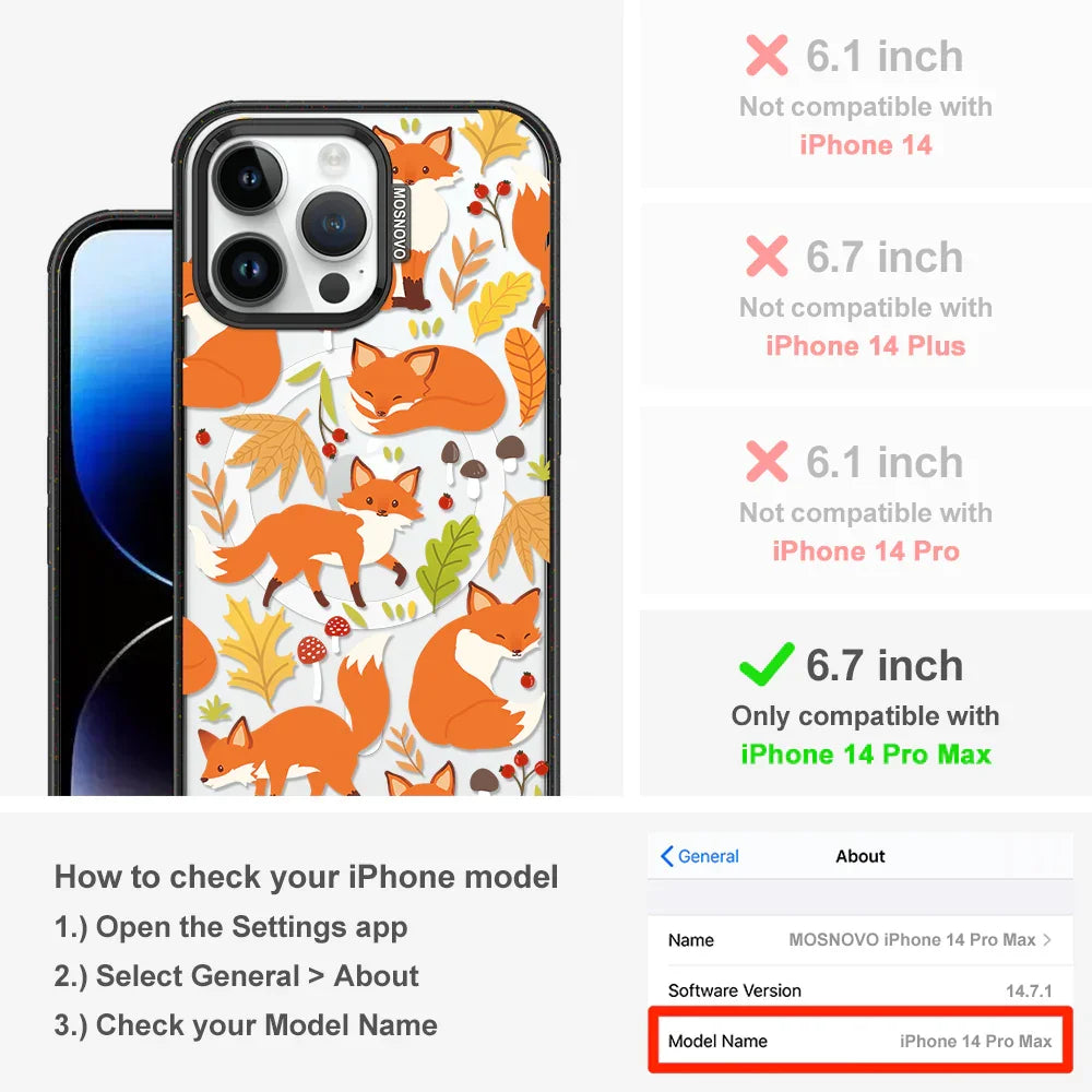 Autumn Fox Phone Case - iPhone 14 Pro Max Case Clear Black ShockStone With MagSafe