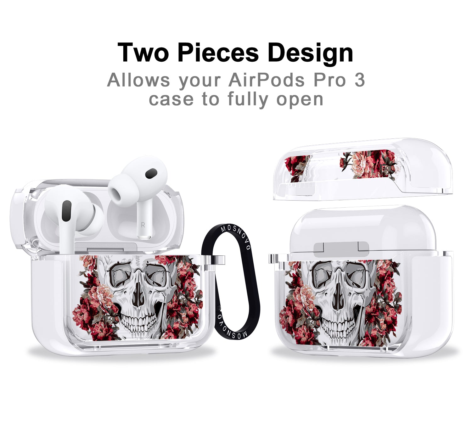 Red Flower Skull Airpods Pro 3 Case