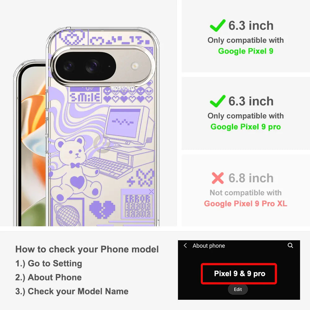 Y2K Aesthetic Phone Case - Google Pixel 9 Pro Case Clear