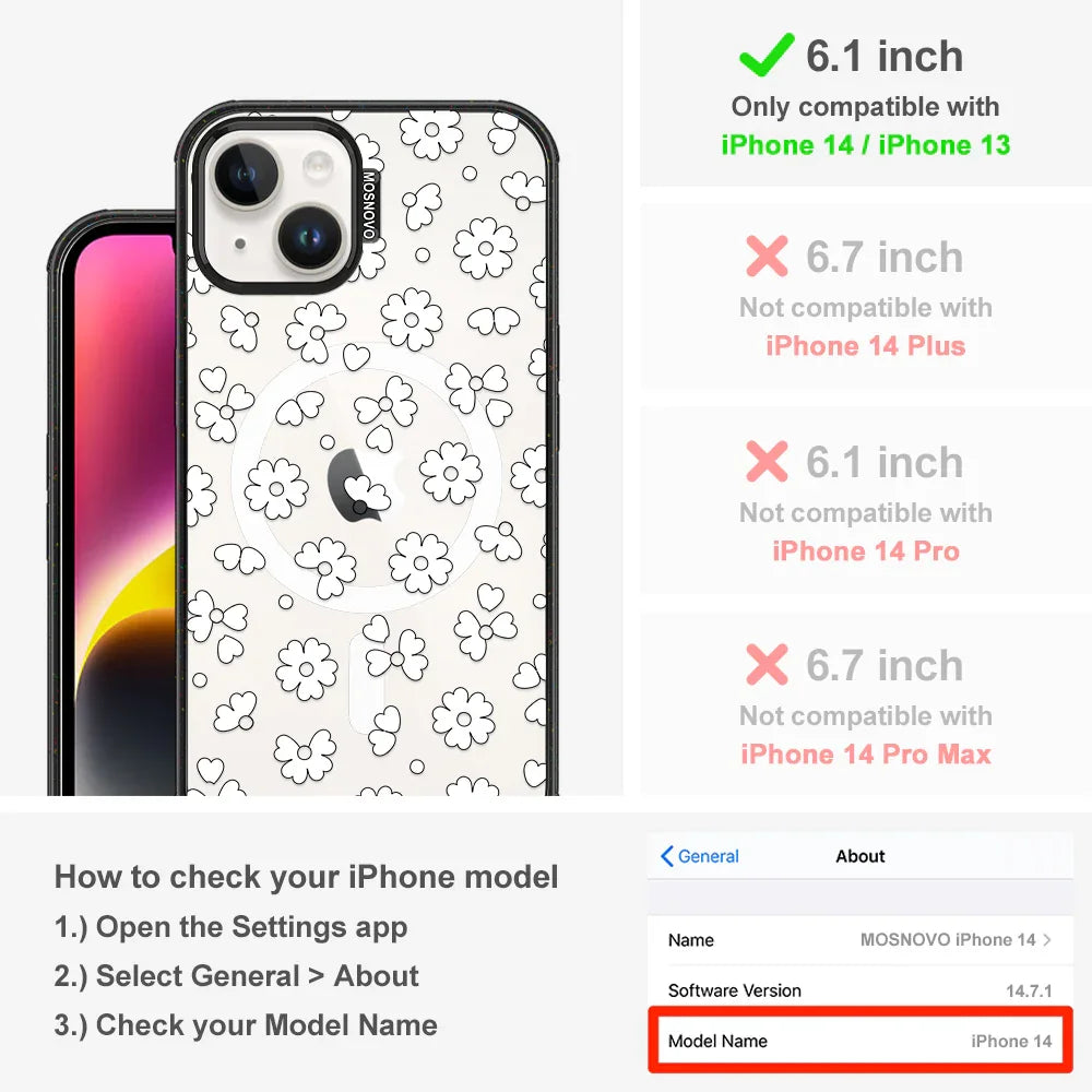 Floret Phone Case - iPhone 13 Case Clear Black ShockStone With MagSafe