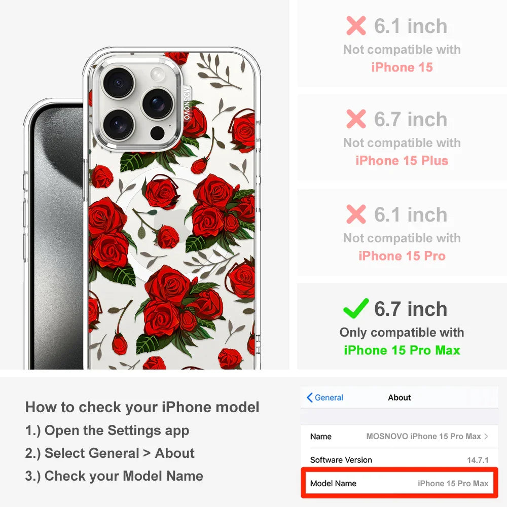 Roses Phone Case - iPhone 15 Pro Max Case Clear With MagSafe