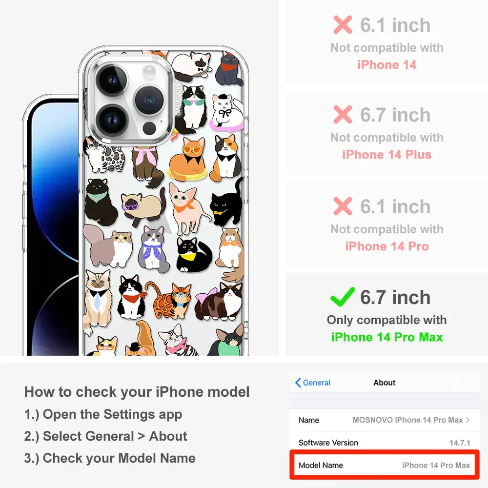 Cute Cat Phone Case - iPhone 14 Pro Max Case Clear