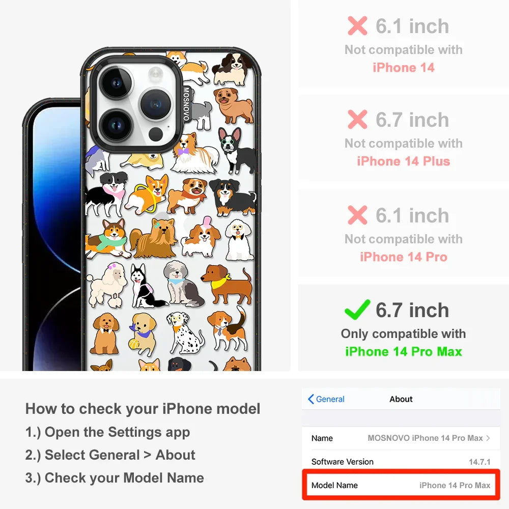 Cute Puppy Phone Case - iPhone 14 Pro Max Case Clear Black ShockStone