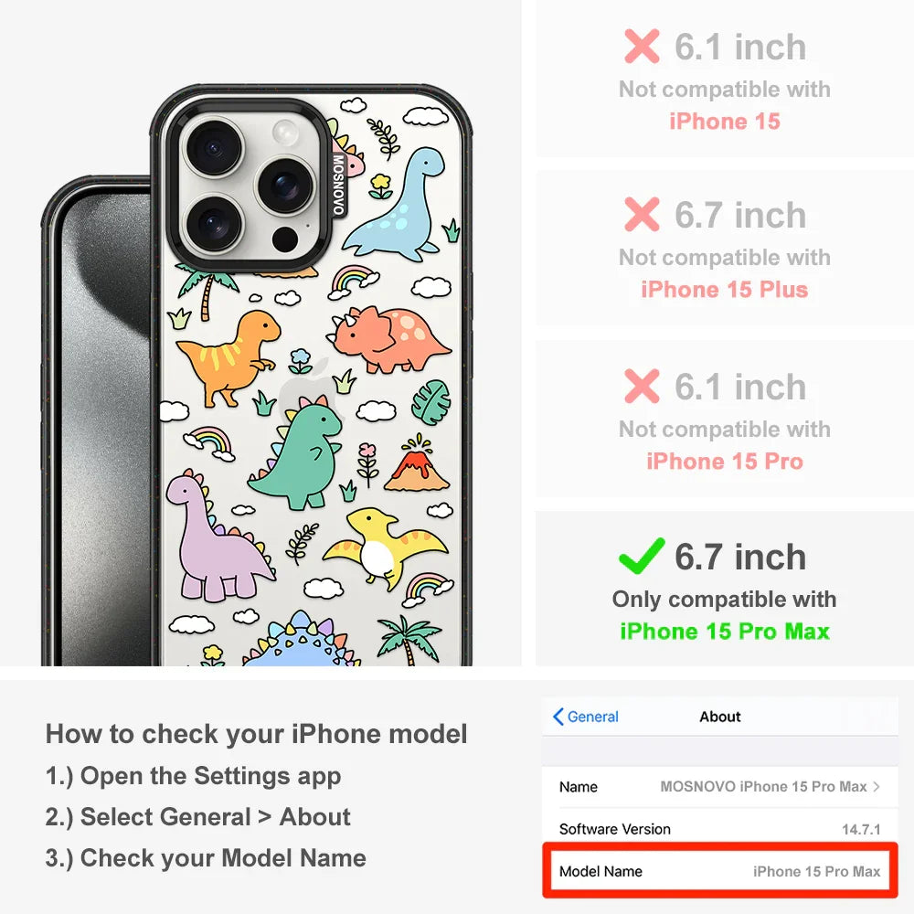Dinosaur Land Phone Case - iPhone 15 Pro Max Case Clear Black ShockStone