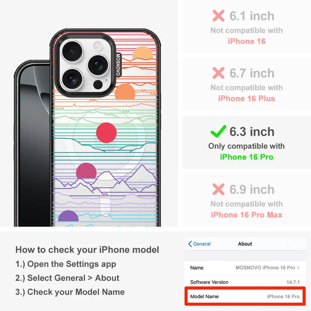 Sunrise and Sunset Phone Case - iPhone 16 Pro Case Clear Black ShockStone With MagSafe