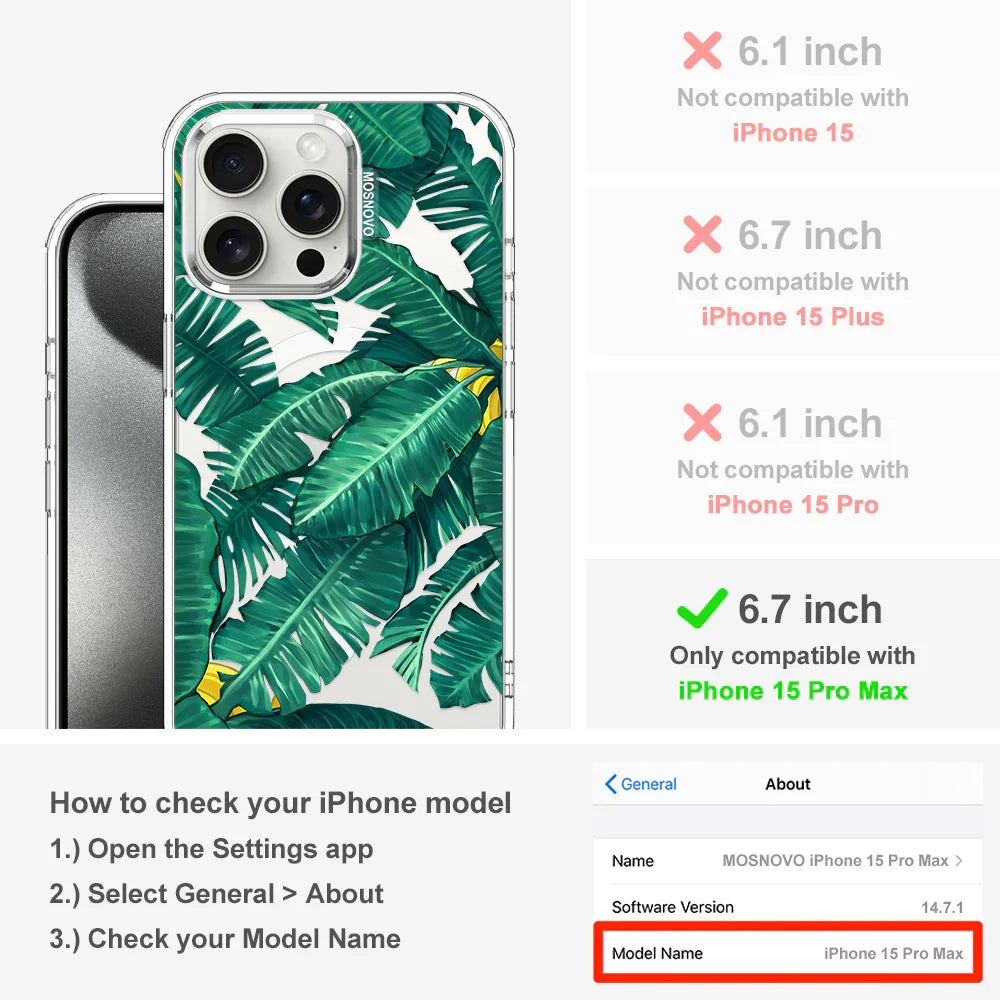Banana Leaf Phone Case - iPhone 15 Pro Max Case Clear With MagSafe