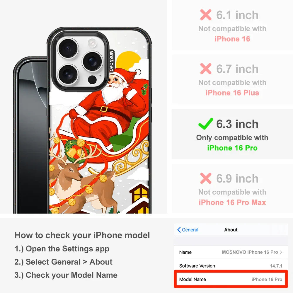 Santa Claus Phone Case - iPhone 16 Pro Case Clear Black ShockStone With MagSafe