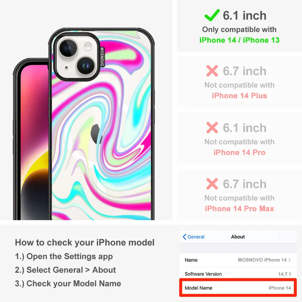 Psychedelic Swirls Phone Case - iPhone 13 Case Clear Black ShockStone With MagSafe