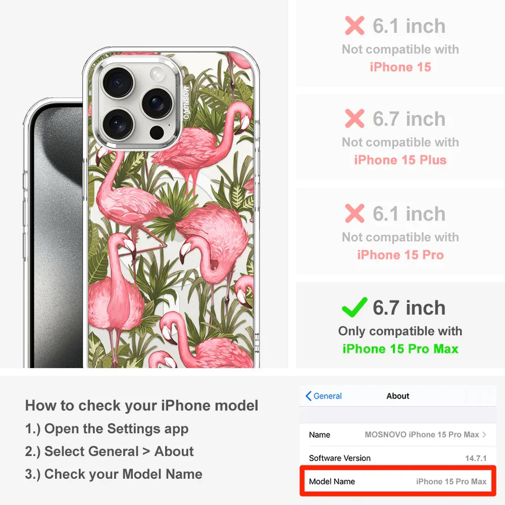 Flamingo Art Phone Case - iPhone 15 Pro Max Case Clear With MagSafe