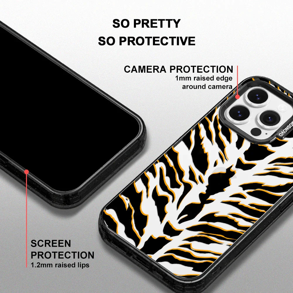 Tiger Print Phone Case - iPhone 14 Pro Max Case Clear Black ShockStone