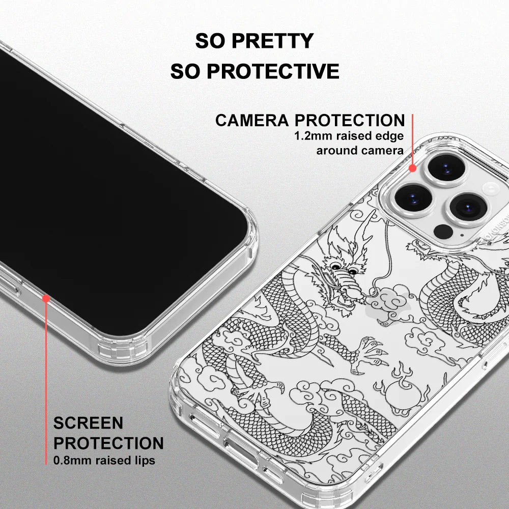 Black Dragon Phone Case - iPhone 16 Pro Case Clear