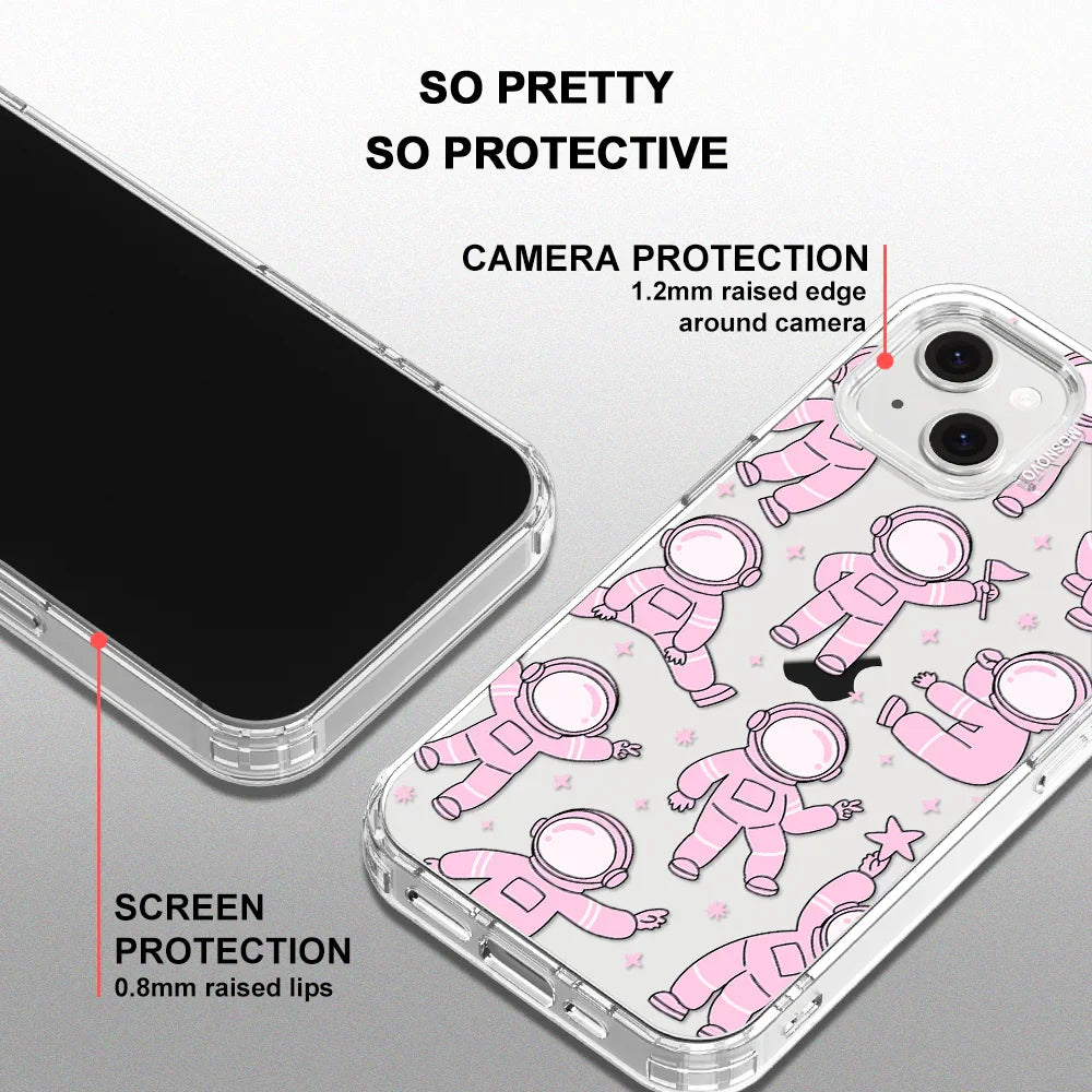 Pink Astronaut Phone Case - iPhone 13 Case Clear
