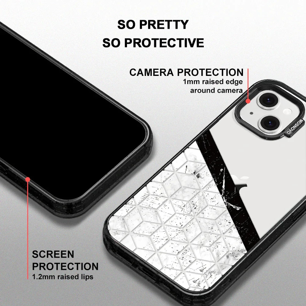 Marble Block Art Phone Case - iPhone 14 Plus Case Clear Black ShockStone