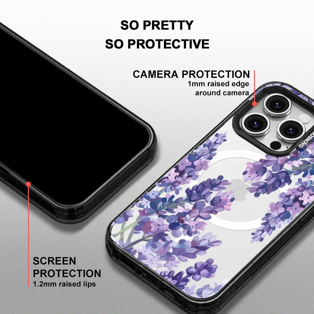 Lavender Phone Case - iPhone 16 Pro Case Clear Black ShockStone With MagSafe