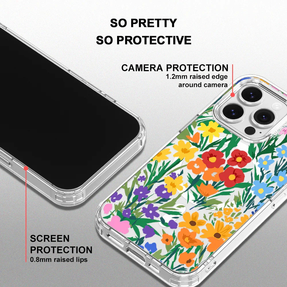 Spring Botanical Flower Floral Phone Case - iPhone 16 Pro Case Clear With MagSafe