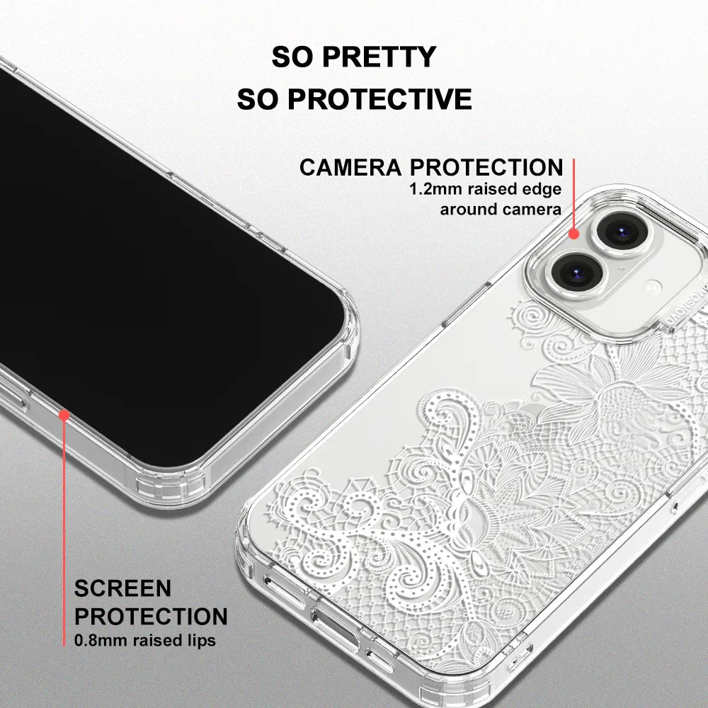 Lacy White Flower Phone Case - iPhone 16 Case Clear