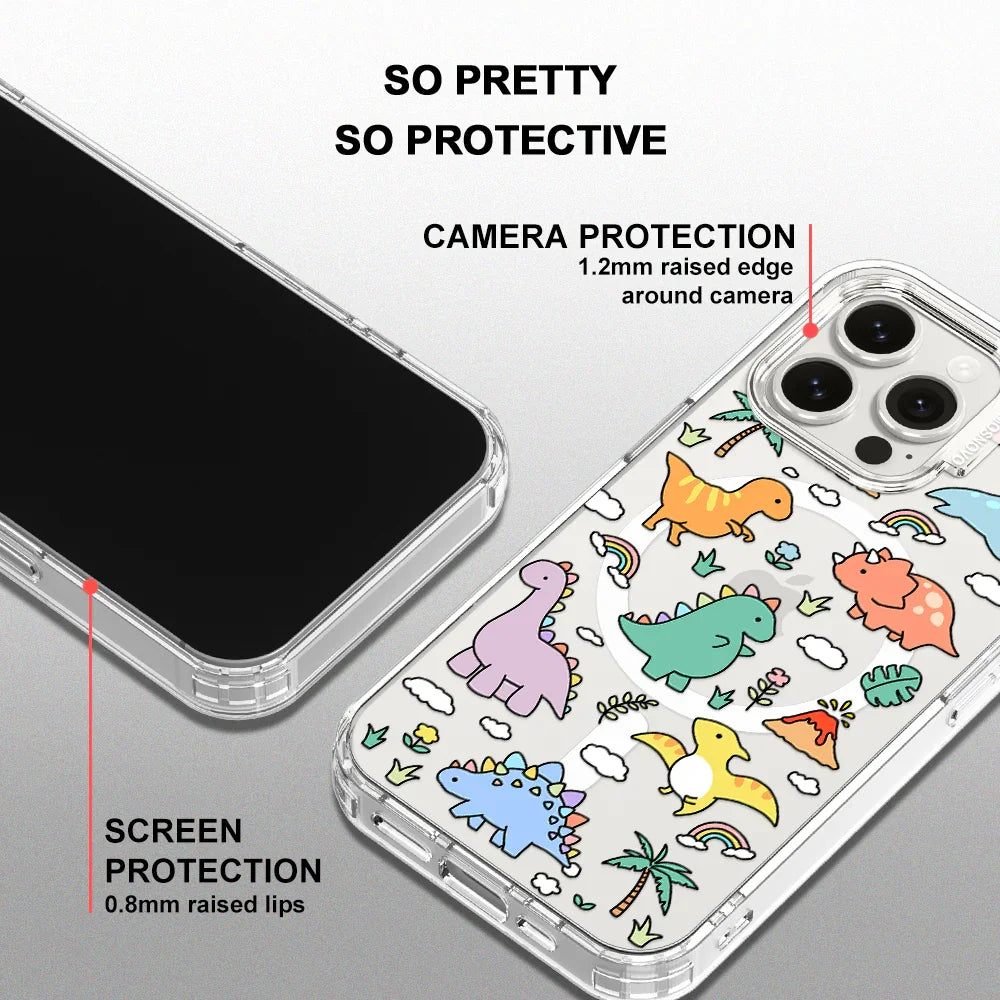 Dinosaur Land Phone Case - iPhone 15 Pro Max Case Clear With MagSafe