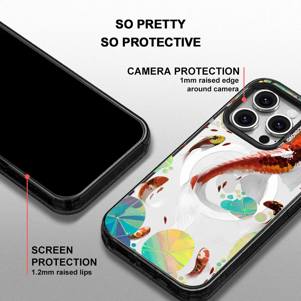 Koi Art Phone Case - iPhone 16 Pro Case Clear Black ShockStone With MagSafe